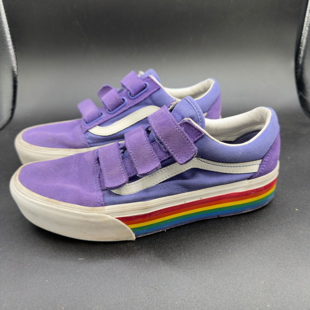 Vans Old Skool V sneakers Purple rainbow platform Womens 7.5 Men's 6. Pride